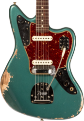 Guitare électrique single cut Fender Custom Shop 1962 Jaguar #R138212 - Heavy relic sherwood green metallic