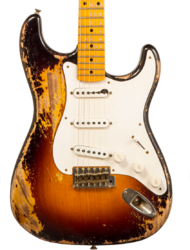 Guitare électrique forme str Fender Custom Shop 70th Anniversary 1954 Stratocaster Masterbuilt Andy Hicks #4681 - Super heavy relic 2-color sunburst