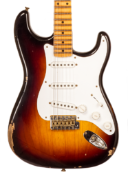 Guitare électrique forme str Fender Custom Shop 70th Anniversary 1954 Stratocaster Ltd #XN4856 - Relic 2-color sunburst