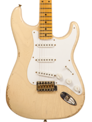 Guitare électrique forme str Fender Custom Shop 70th Anniversary 1954 Stratocaster #XN5052 - Relic vintage blonde