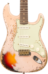 Guitare électrique forme str Fender Custom Shop 1959 Stratocaster #CZ579895 - Super Heavy Relic Shell Pink o. 3-Color Sunburst