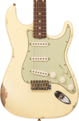 Guitare électrique forme str Fender Custom Shop 1959 Stratocaster #R133800 - Relic antique vintage white