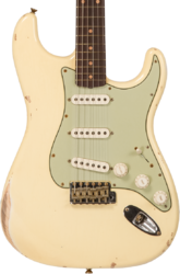 Guitare électrique forme str Fender Custom Shop 1959 Stratocaster #R133842 - Relic antique vintage white