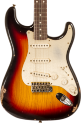 Guitare électrique forme str Fender Custom Shop 1959 Stratocaster #R134762 - Relic Chocolate 3-Color Sunburst