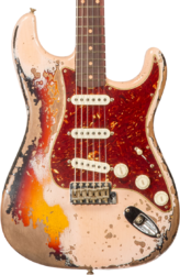 Guitare électrique forme str Fender Custom Shop 1960 Stratocaster #CZ580793 - Super Heavy Relic Shell Pink o. 3-Color Sunburst