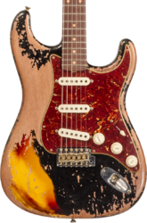 Guitare électrique forme str Fender Custom Shop 1961 Stratocaster #CZ580688 - Super heavy relic black o. 3-color sunburst