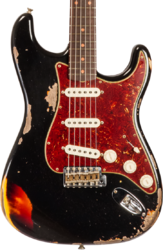 Guitare électrique forme str Fender Custom Shop 1961 Stratocaster #CZ580527 - Super Heavy Relic Black o. 3-Color Sunburst