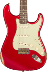 Guitare électrique forme str Fender Custom Shop 1963 Stratocaster #CZ579406 - Relic aged candy apple red