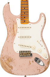 Guitare électrique forme str Fender Custom Shop Red Hot Stratocaster #CZ579150 - Super heavy relic dirty shell pink