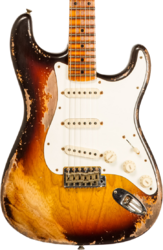 Guitare électrique forme str Fender Custom Shop Red Hot Stratocaster #CZ580650 - Super heavy relic chocolate 3-color sunburst