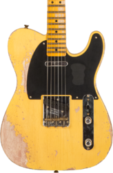 Guitare électrique forme tel Fender Custom Shop 1952 Telecaster #R136636 - Super heavy relic aged nocaster blonde