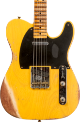 Guitare électrique forme tel Fender Custom Shop 1952 Telecaster #R137046 - Heavy relic butterscotch blonde