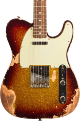Guitare électrique forme tel Fender Custom Shop 1963 Telecaster #R141275 - Heavy relic sparkle 3-color sunburst