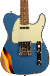 Guitare électrique forme tel Fender Custom Shop 1960 Telecaster Custom #CZ579606 - Heavy relic lake placid blue o. 3-color sunburst