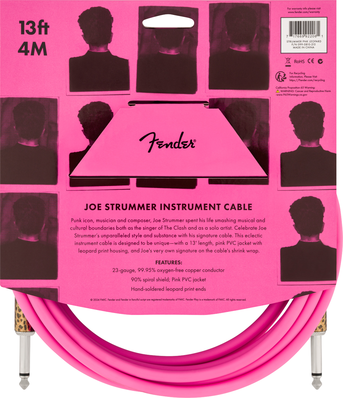 Fender Joe Strummer Cable Instrument Droit/droit 13-ft / 4m Pink Leopard - CÂble - Variation 1