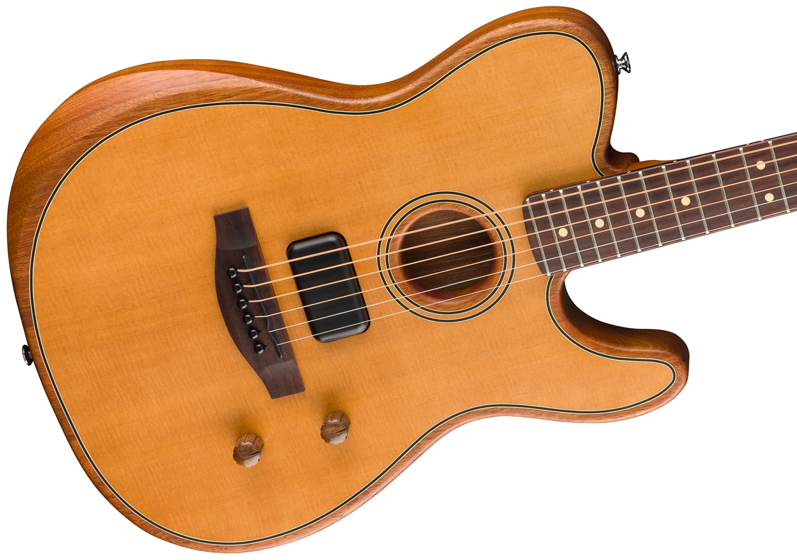 Fender Tele Acoustasonic Standard Ind Epicea Nyatoh Rw - Aged Natural - Guitare Folk - Variation 2