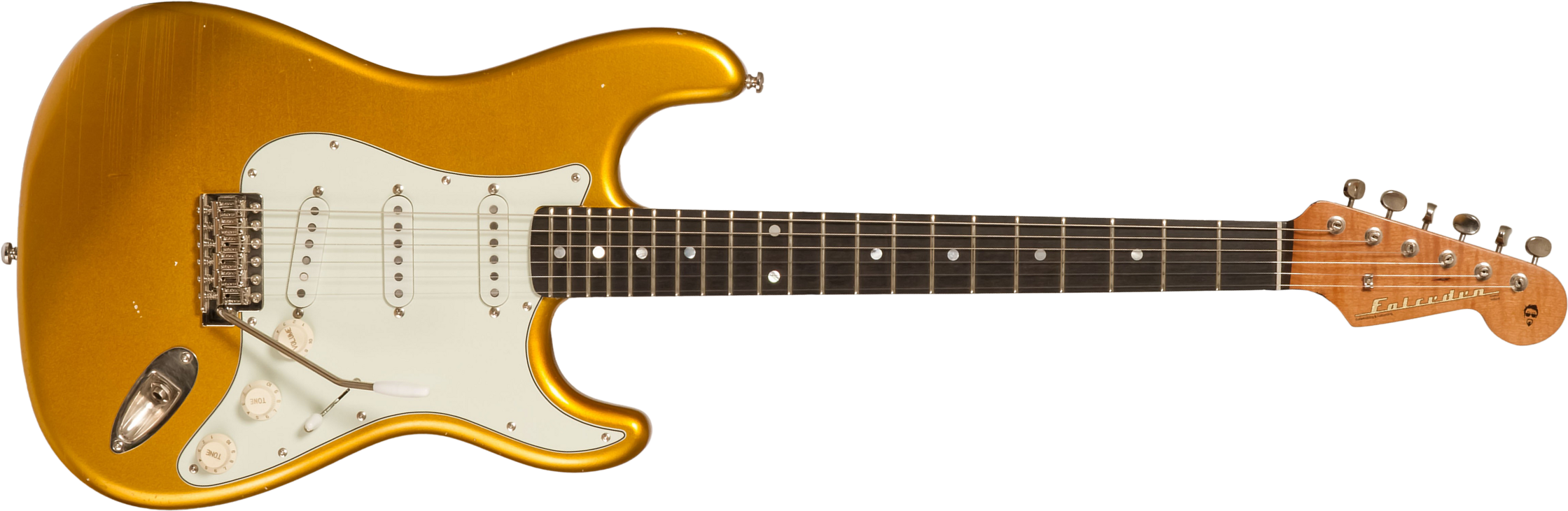 Folreden Guitars Custom Order Strat 3s Trem Rw #090815 - Relic Golden Yellow Sparkle - Guitare Électrique Forme Str - Main picture