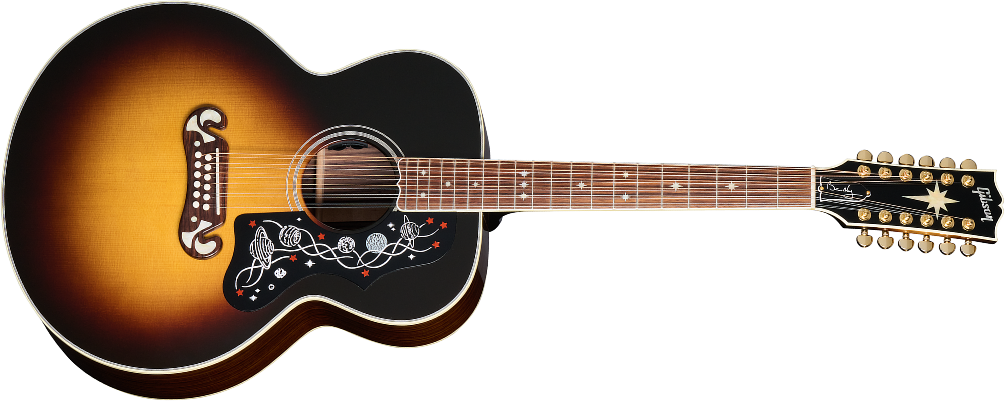 Gibson Custom Shop Brian May Sj200 Signature Epicea Palissandre Rw - Vintage Sunburst - Guitare Folk - Main picture