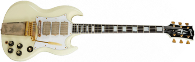 Gibson Custom Shop Jimi Hendrix Sg Custom 1967 Signature Hhh Trem Eb - Aged Polaris White - Guitare Électrique Single Cut - Main picture