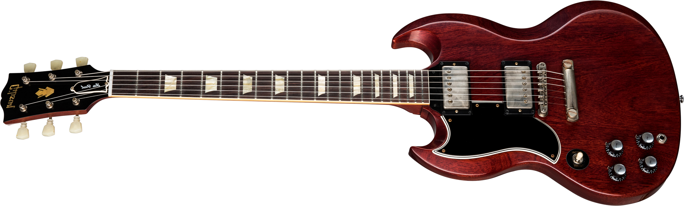 Gibson Custom Shop Sg Standard 1961 Stop Bar Reissue Lh Gaucher 2h Ht Rw - Vos Cherry Red - Guitare Électrique Double Cut - Main picture