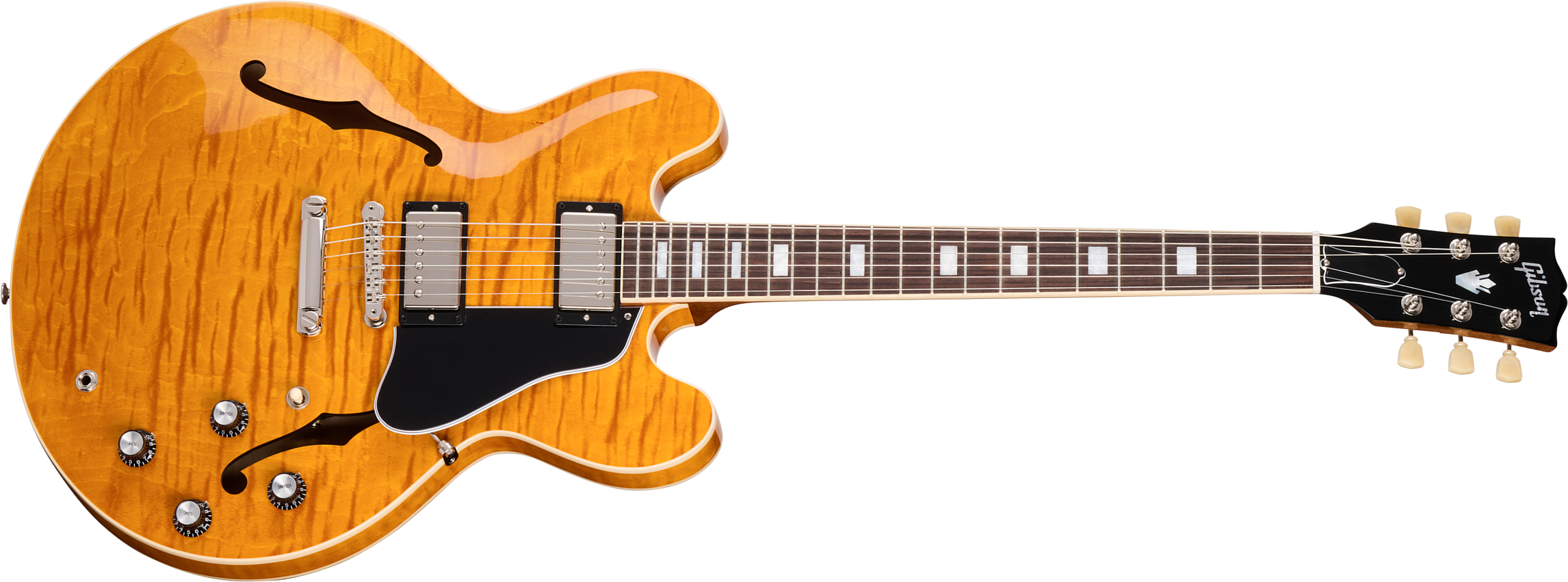 Gibson Es-335 Figured Original Custom Color 2h Ht Rw - Honey Amber - Guitare Électrique 1/2 Caisse - Main picture