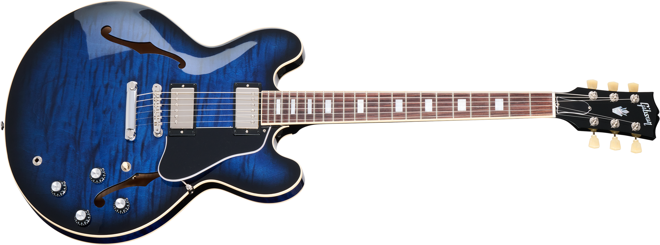 Gibson Es-335 Figured Original Custom Color 2h Ht Rw - Deep Ocean Burst - Guitare Électrique 1/2 Caisse - Main picture