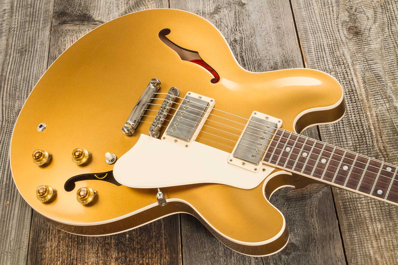 Gibson Custom Shop M2m Es-335 1959 2h Ht Rw #a940098 - Vos Double Gold - Guitare Électrique 1/2 Caisse - Variation 2