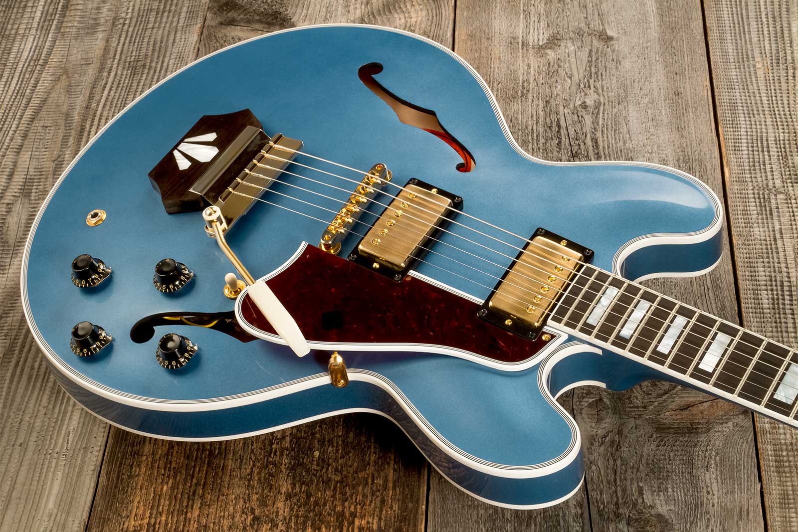 Gibson Custom Shop M2m Es-355 Maestro 2h Trem Eb #a940193 - Vos Pelham Blue - Guitare Électrique 3/4 Caisse & Jazz - Variation 2