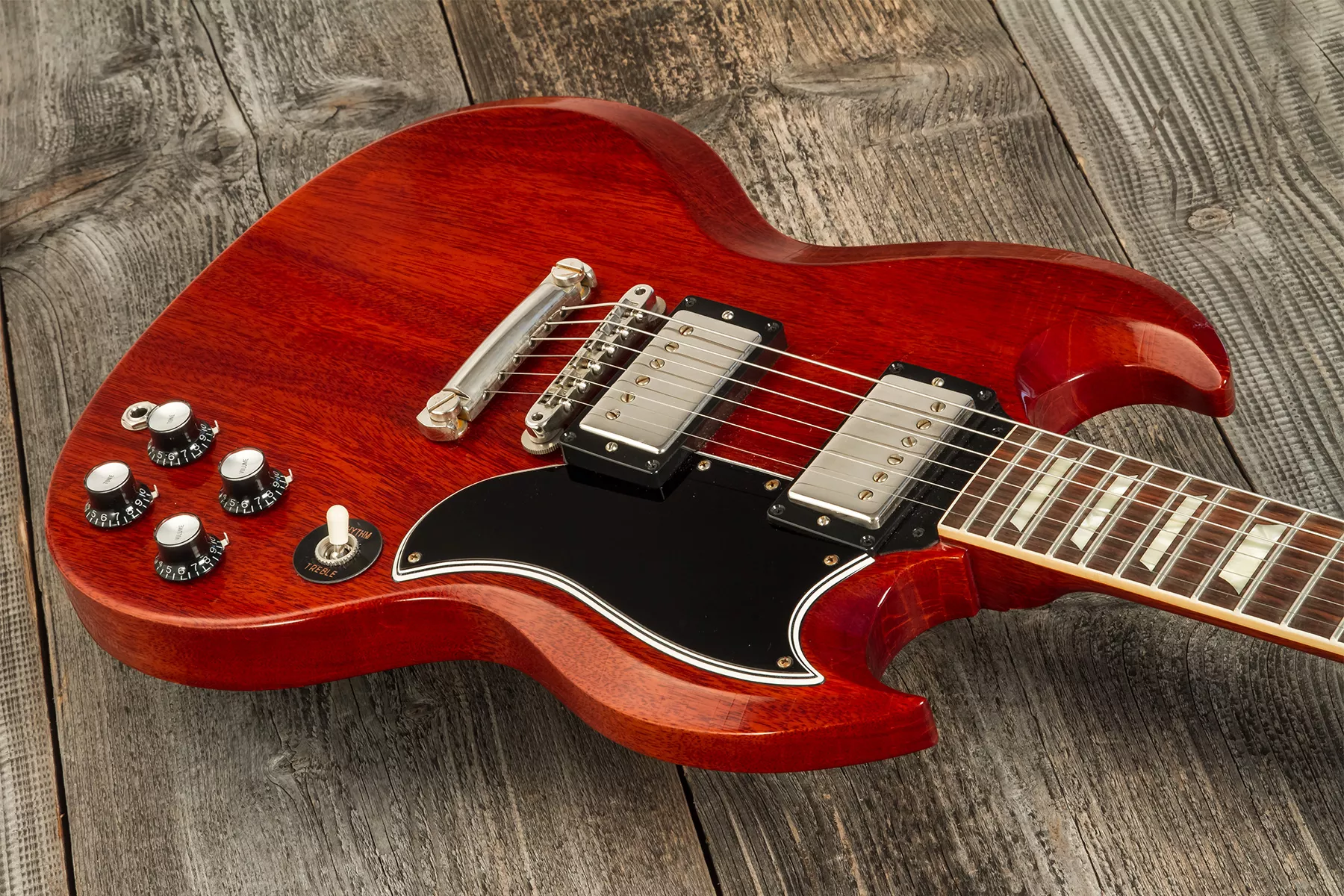 Gibson Custom Shop M2m Sg Standard 1961 Reissue 2h Ht Rw #400651 - Murphy Lab Ultra Light Aged Vintage Cherry - Guitare Électrique Double Cut - Variat