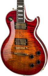 Guitare électrique single cut Gibson Custom Shop Les Paul Axcess Custom Figured Top - Gloss bengal burst