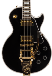 Guitare électrique single cut Gibson Custom Shop M2M Les Paul Custom Flowerpot Headstock - Ebony Gloss