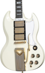 Guitare électrique double cut Gibson Custom Shop 60th Anniversary 1961 SG Les Paul Custom - Vos aged polaris white