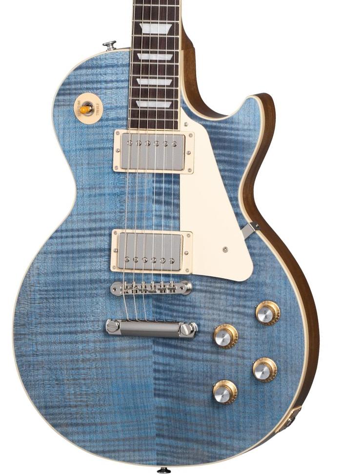 Guitare électrique single cut Gibson Les Paul Standard 60s Figured - ocean blue