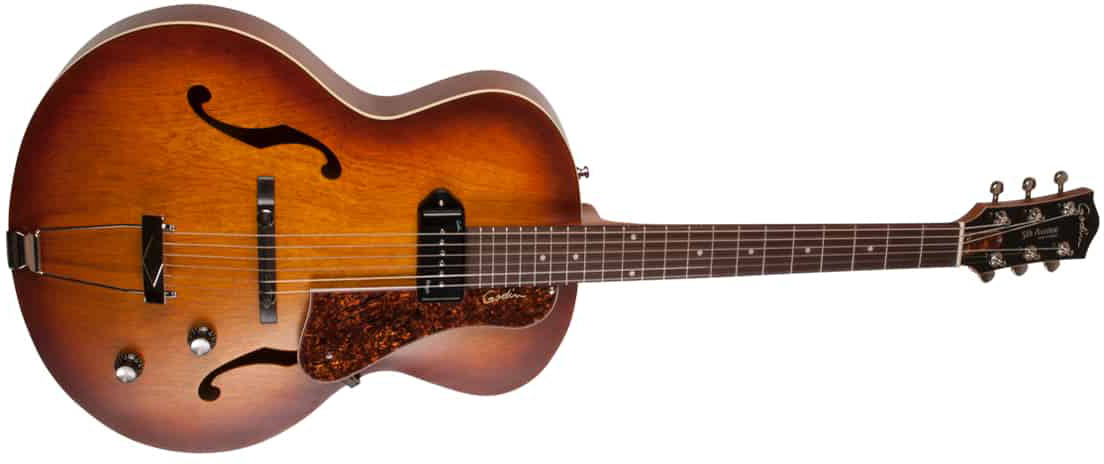 Godin 5th Avenue Kingpin P90 Rw - Cognac Burst - Guitare Électrique 3/4 Caisse & Jazz - Variation 1