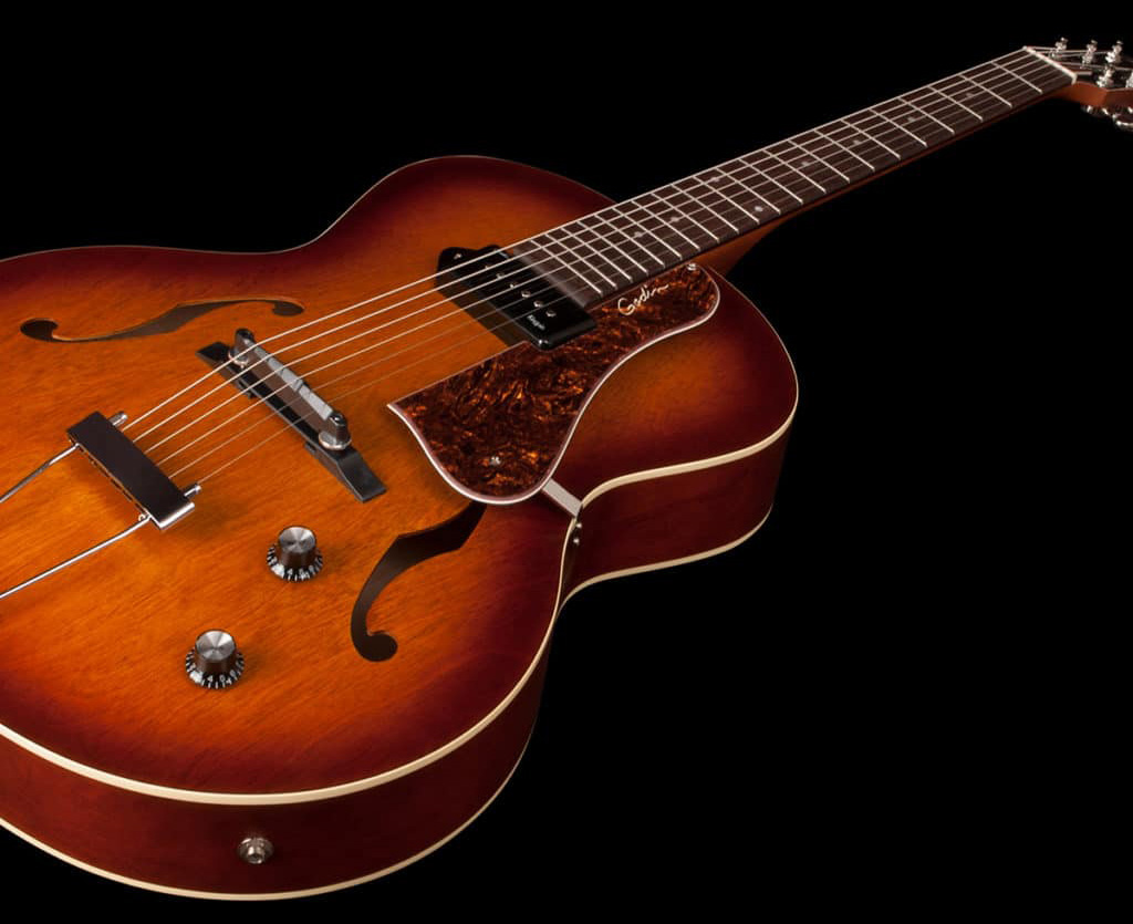 Godin 5th Avenue Kingpin P90 Rw - Cognac Burst - Guitare Électrique 3/4 Caisse & Jazz - Variation 3