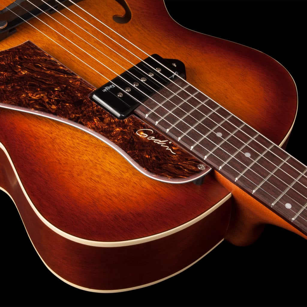 Godin 5th Avenue Kingpin P90 Rw - Cognac Burst - Guitare Électrique 3/4 Caisse & Jazz - Variation 4