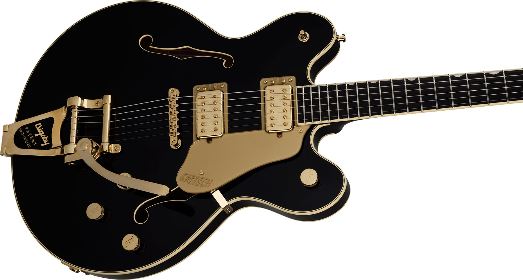 Gretsch Broadkaster Lx Center Block Dc Bigsby Gh Pro. Jap 2h Trem Eb - Black - Guitare Électrique 1/2 Caisse - Variation 2