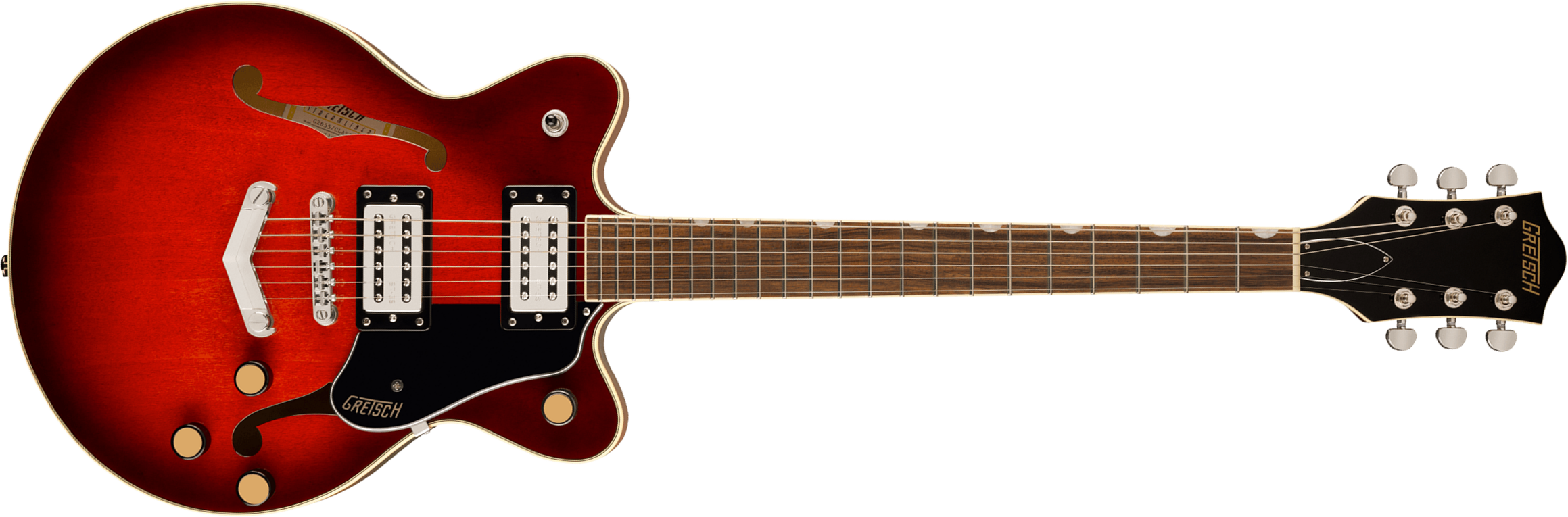 Gretsch G2655 Center Block Jr Dc V-stoptail Streamliner 2h Ht Lau - Claret Burst - Guitare Électrique Double Cut - Main picture