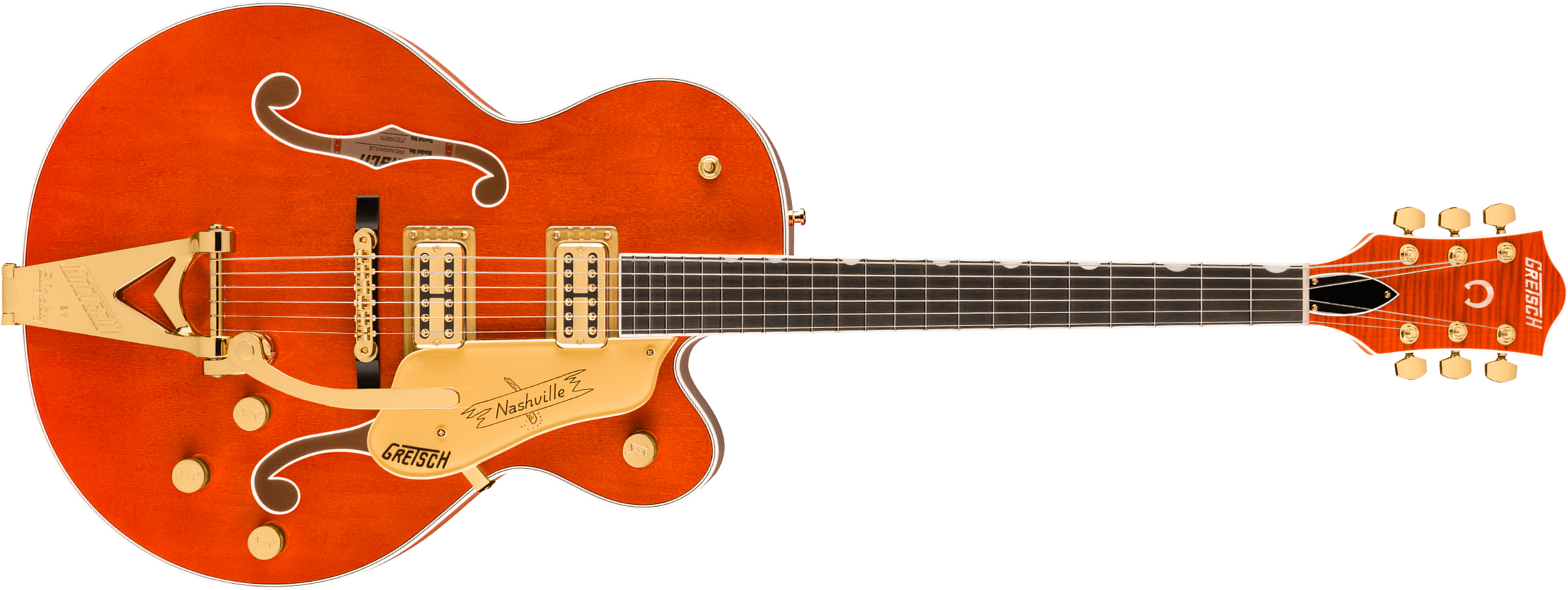 Gretsch Nashville Hollow Body Bigsby Gh Pro Jap 2h Trem Eb - Orange Stain - Guitare Électrique 1/2 Caisse - Main picture