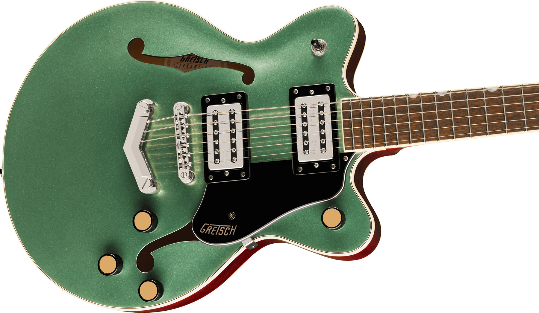 Gretsch G2655 Center Block Jr Dc V-stoptail Streamliner 2h Ht Lau - Steel Olive - Guitare Électrique Double Cut - Variation 2