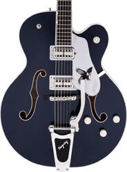 Guitare électrique 3/4 caisse & jazz Gretsch Rich Robinson G6136T-RR Magpie Bigsby Professional (Japan) - Raven's breast blue