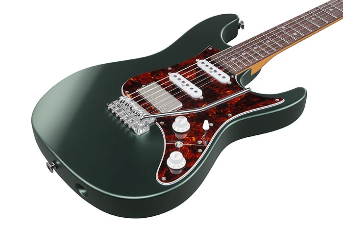 Ibanez Az2204n Vgf Prestige Jap Hss Seymour Duncan Trem Rw - Ivy Green Metallic Flat - Guitare Électrique Forme Str - Variation 2