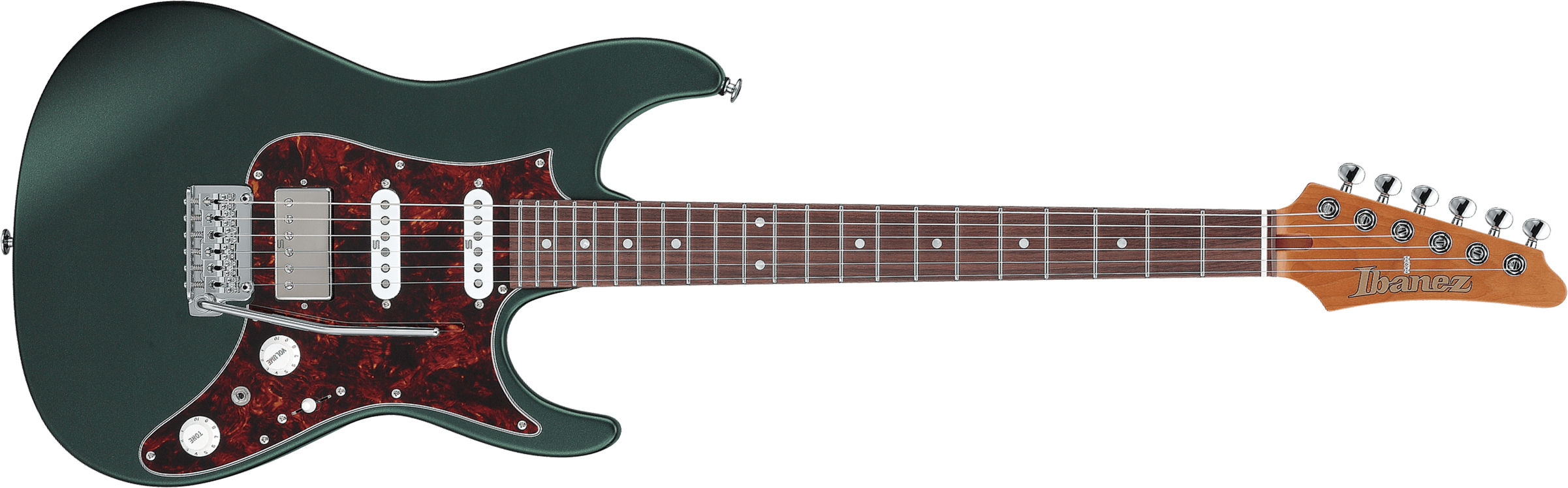 Ibanez Az2204n Vgf Prestige Jap Hss Seymour Duncan Trem Rw - Ivy Green Metallic Flat - Guitare Électrique Forme Str - Main picture