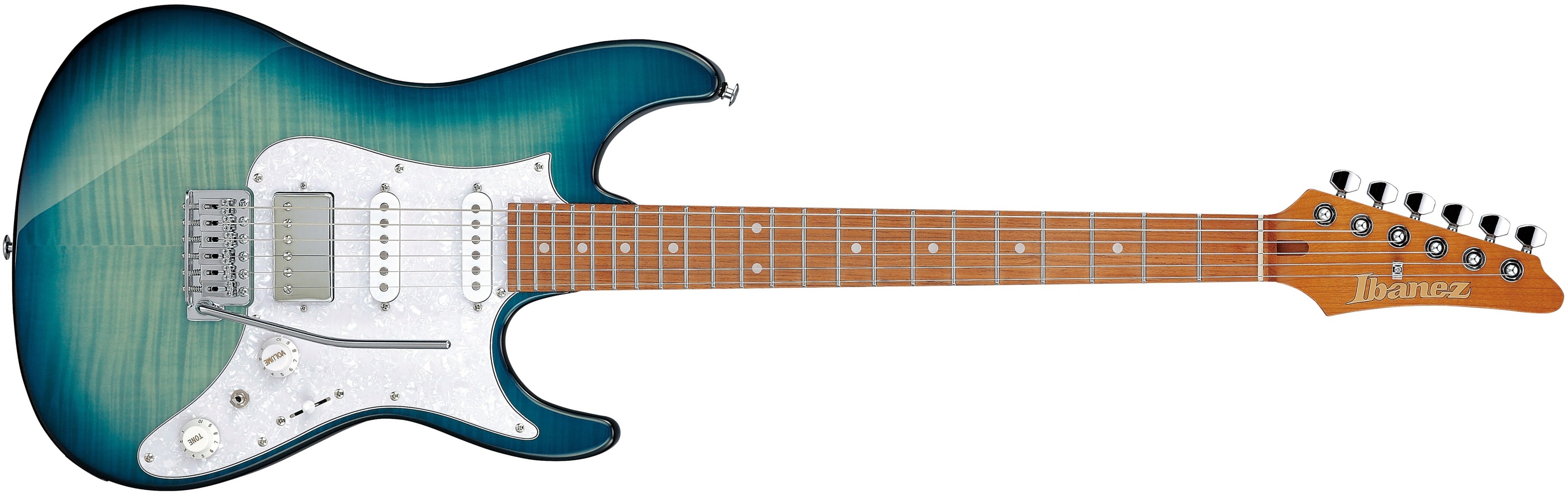 Ibanez Az22s1ftks Trem Hss Mn - Transparent Turquoise Burst - Guitare Électrique Forme Str - Main picture