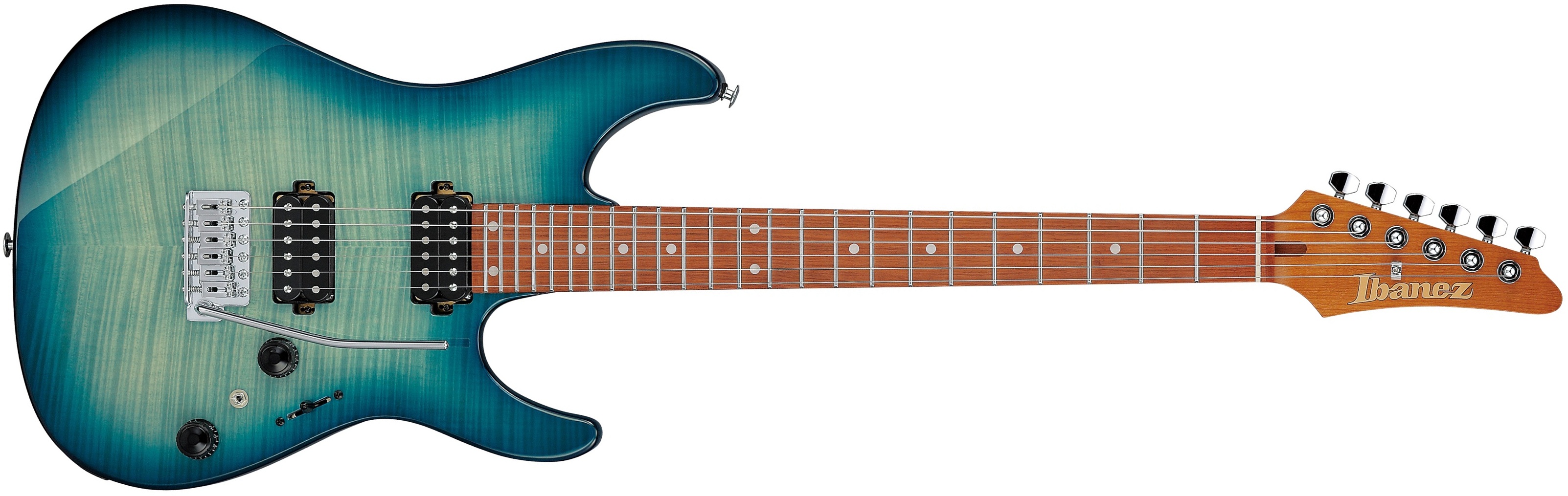 Ibanez Az24s1ftxb Trem Hh Mn - Transparent Turquoise Burst - Guitare Électrique Forme Str - Main picture