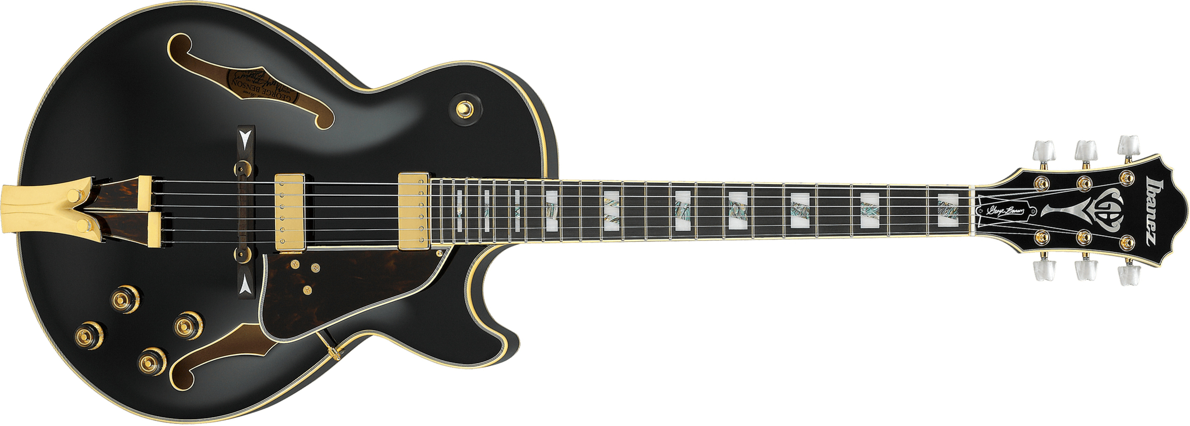 Ibanez George Benson Gb10 Bs Prestige Jap Signature 2h Ht Eb - Black - Guitare Électrique 3/4 Caisse & Jazz - Main picture