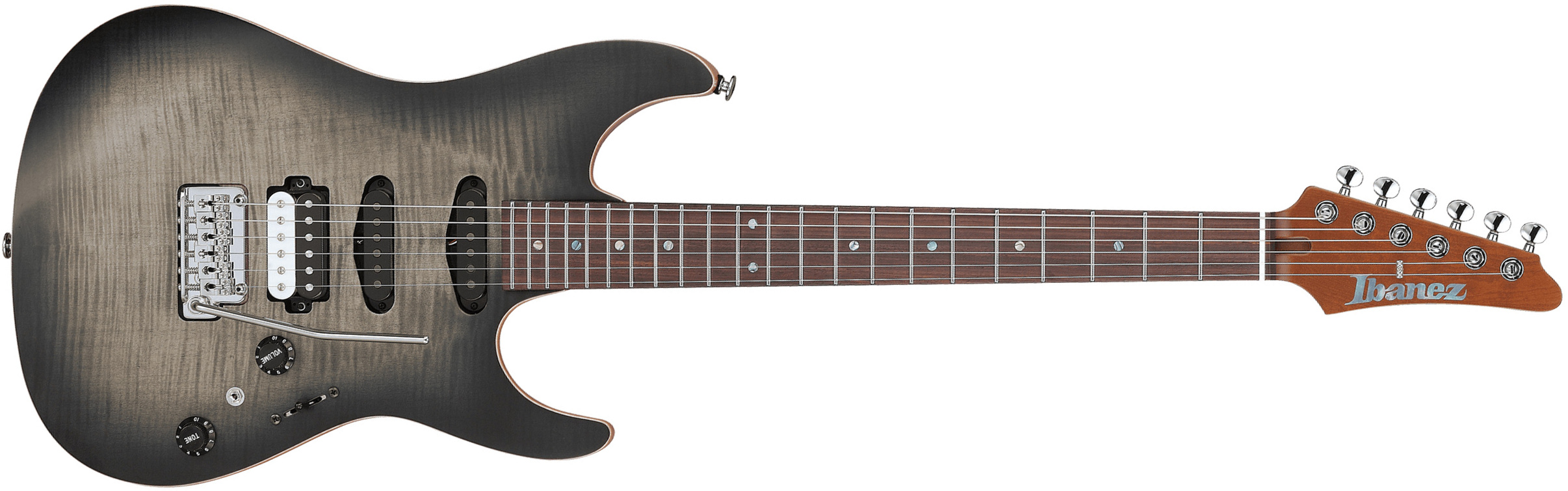 Ibanez Tom Quayle Tqm2 Jap Signature Hss Trem Rw - Charcol Black Burst Flat - Guitare Électrique Signature - Main picture