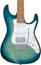 Guitare électrique forme str Ibanez AZ22S1 Standard - Transparent turquoise burst