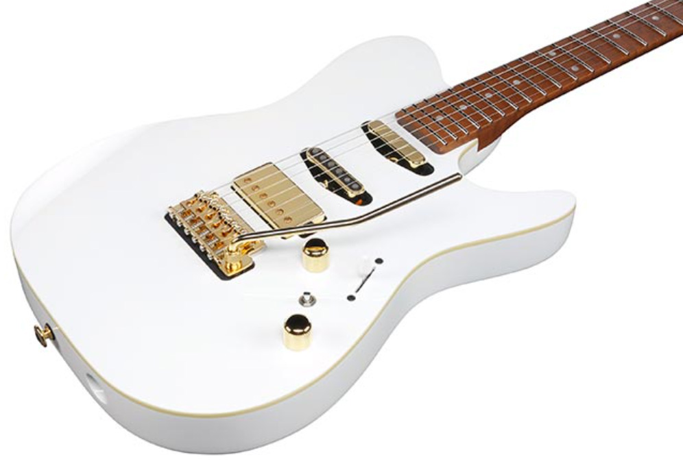 Ibanez Lari Basilio Lb1 Wh Jap Signature Hss Trem Mn - White - Guitare Électrique Forme Tel - Variation 2