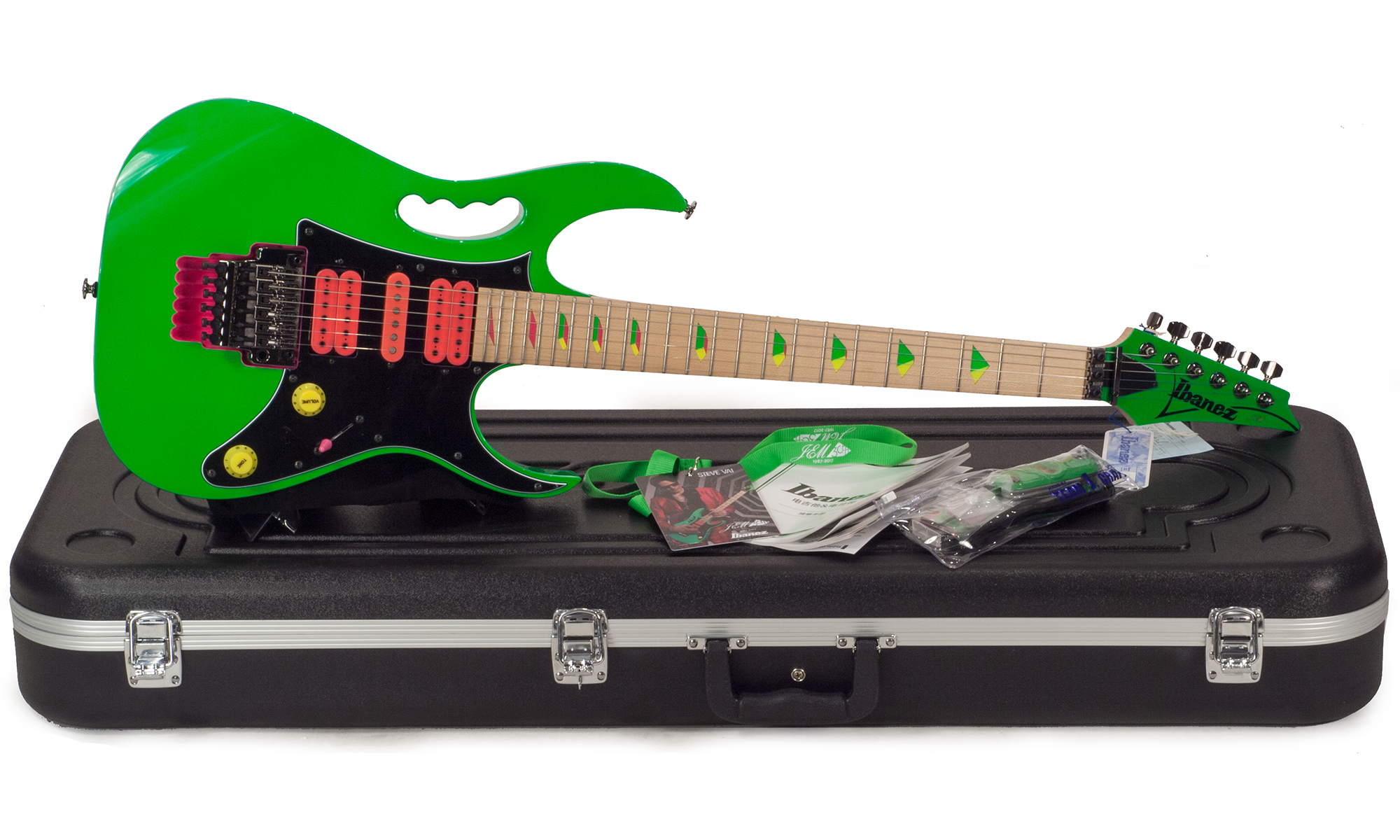 Ibanez Steve Vai Jem777 Lng Japon Signature Hsh Dimarzio Fr - Loch Ness Green - Guitare Électrique Forme Str - Variation 2